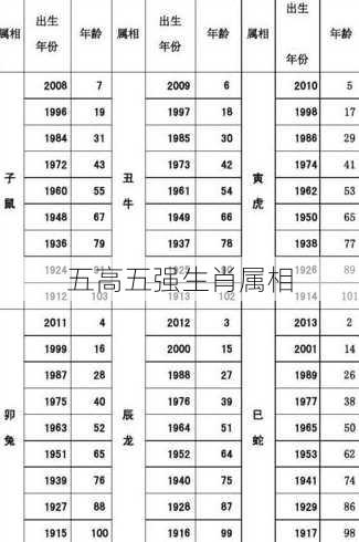 五高五强生肖属相